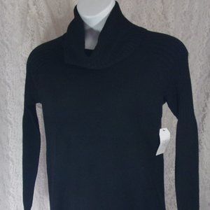Rich Black Knit Cowl Neck Sweater NWT Size M